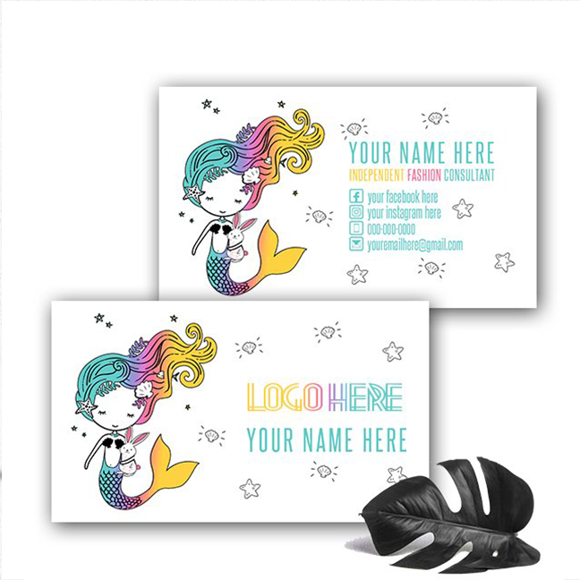 Mermaid with Rabbit Rainbow Business Card