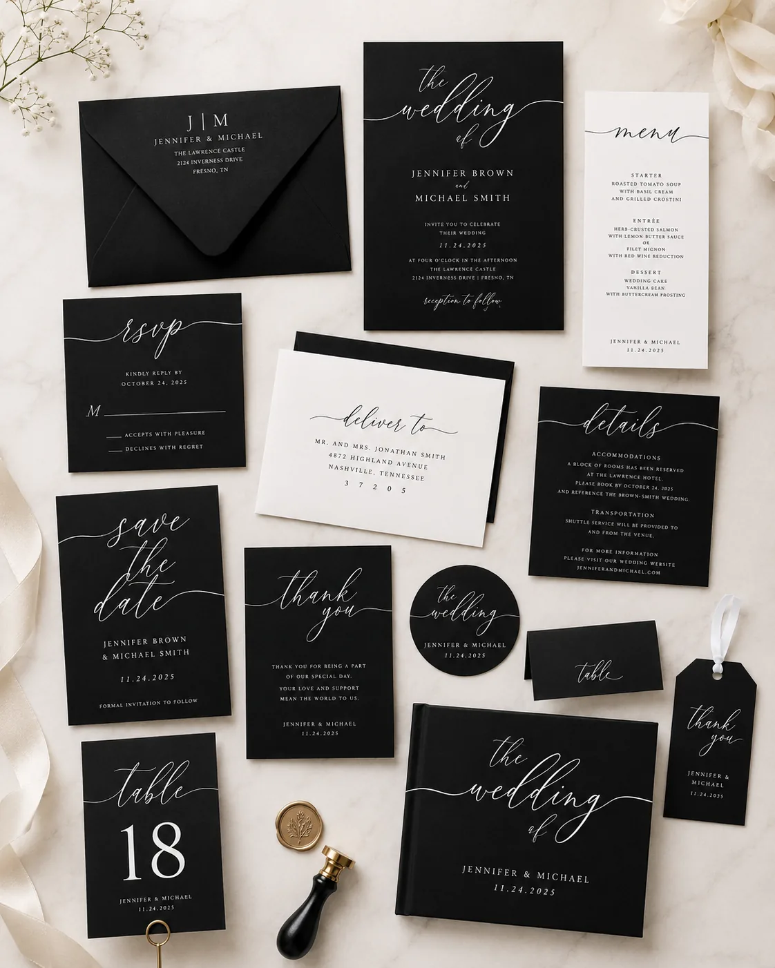 Wedding Modern Calligraphy Black And White